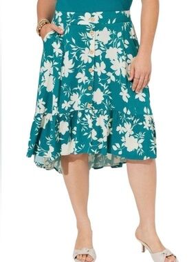 NWT Torrid Midi Lenny High Low Tiered Skirt